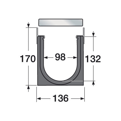 gop C-250 Markränna L:1000 B:136 H:170 mm